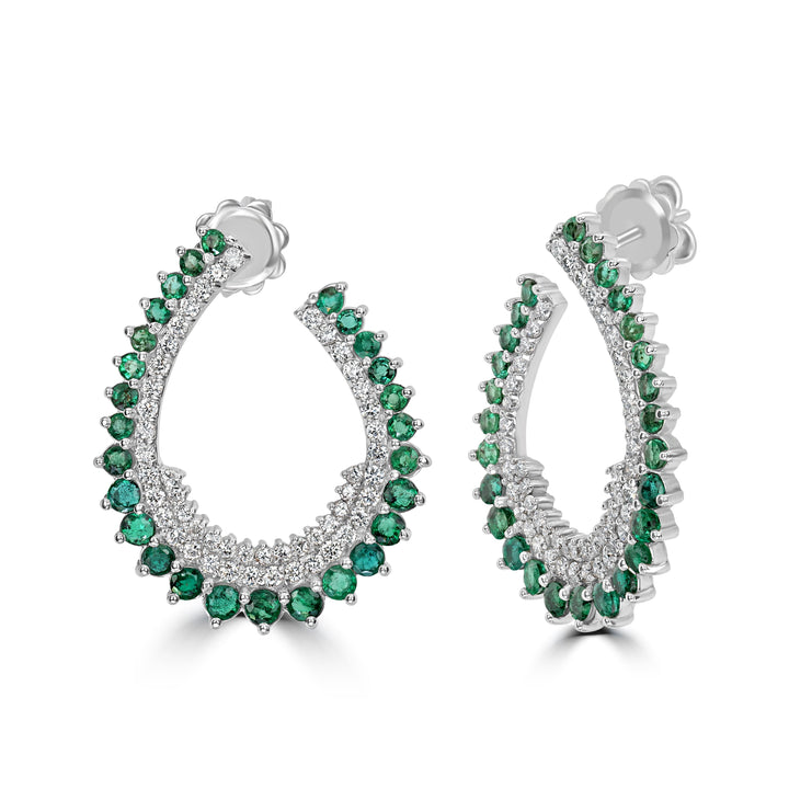 2.50 ct Emerald & Diamond Earring in 18K White Gold