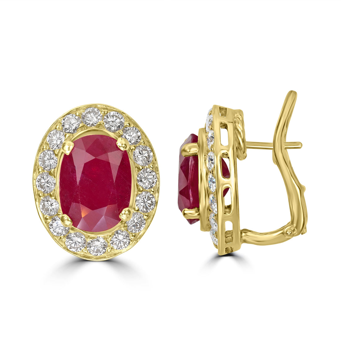 10.43 ct Ruby & Diamond Earring in 18K Yellow Gold
