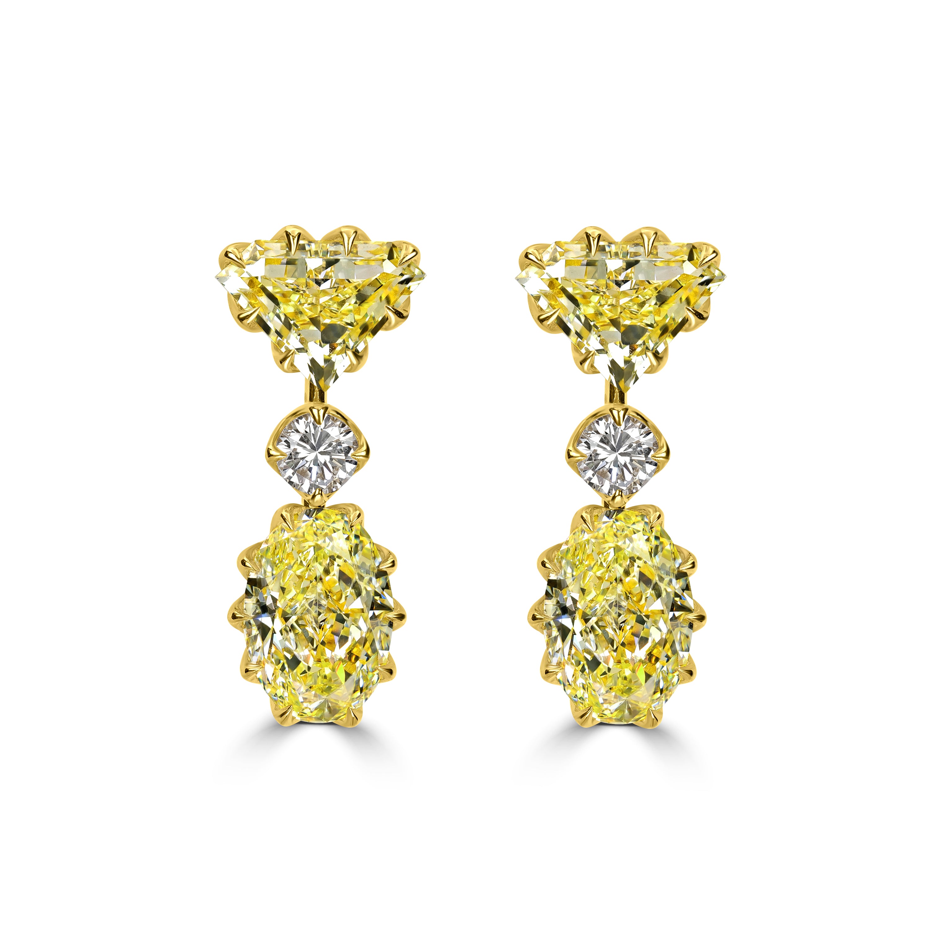 13.88 ctw Diamond Earrings in 18K Yellow Gold - EGL Certified