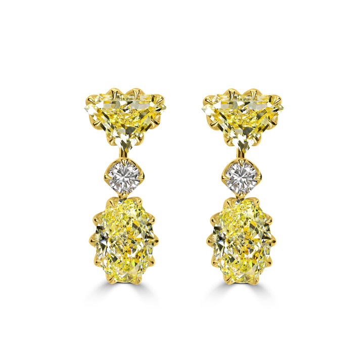 13.88 ctw Diamond Earrings in 18K Yellow Gold - EGL Certified