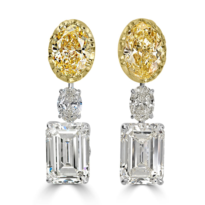 12.49 ct Diamond Earring in Platinum & 18K Yellow Gold