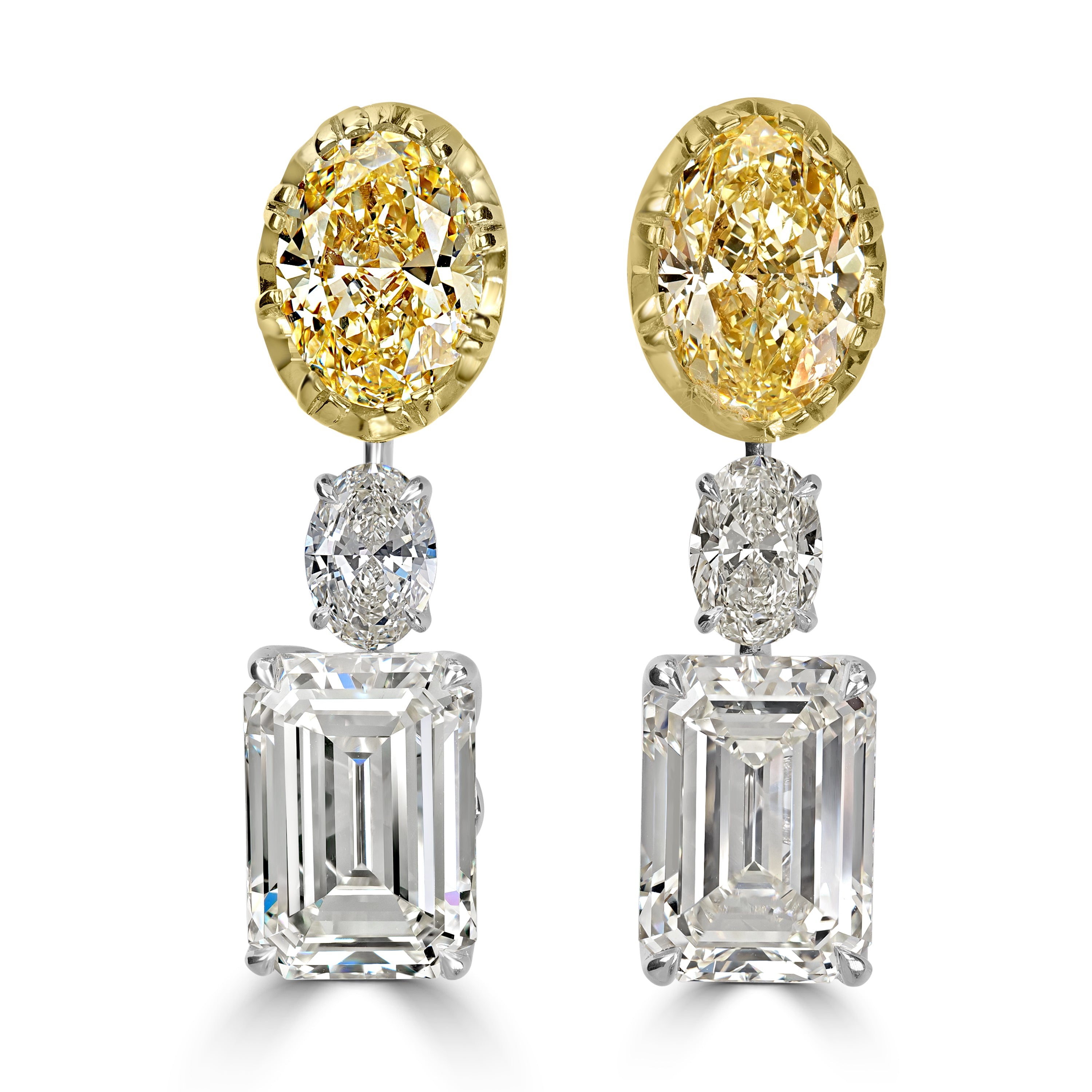 20.16 ctw Diamond Earrings in Platinum & 18K Yellow Gold - GIA Certified