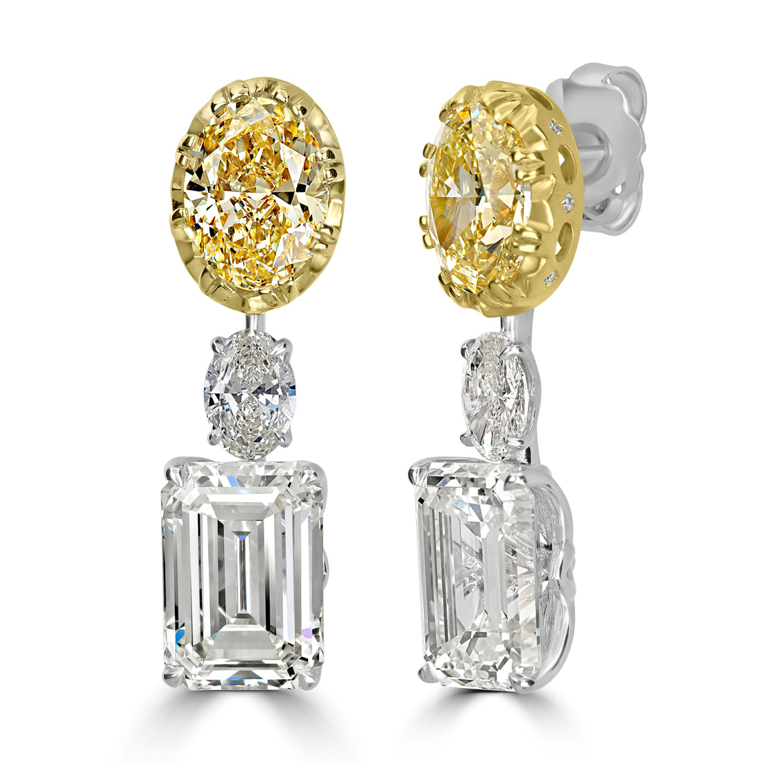 12.49 ct Diamond Earring in Platinum & 18K Yellow Gold