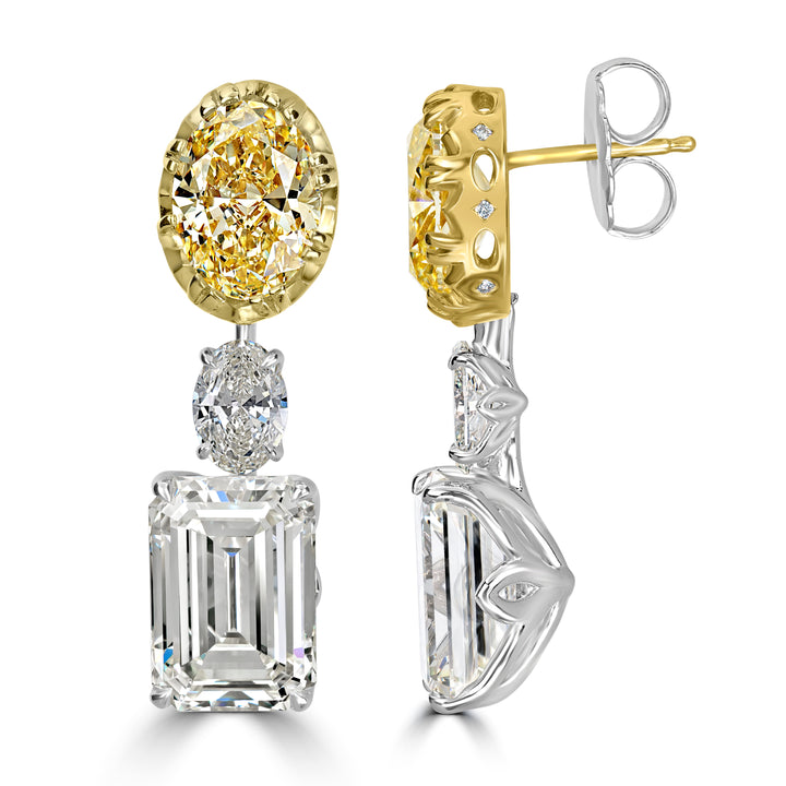 12.49 ct Diamond Earring in Platinum & 18K Yellow Gold