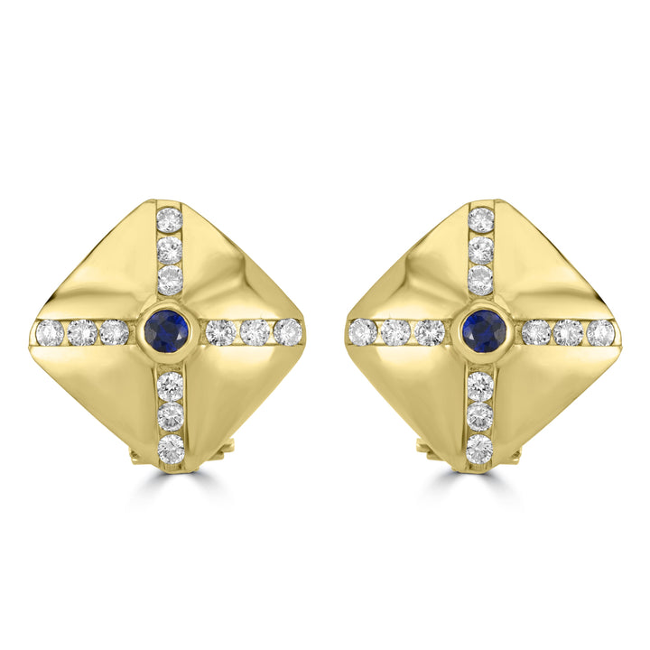 1.60 ct Sapphire & Diamond Earrings in 14K Yellow Gold
