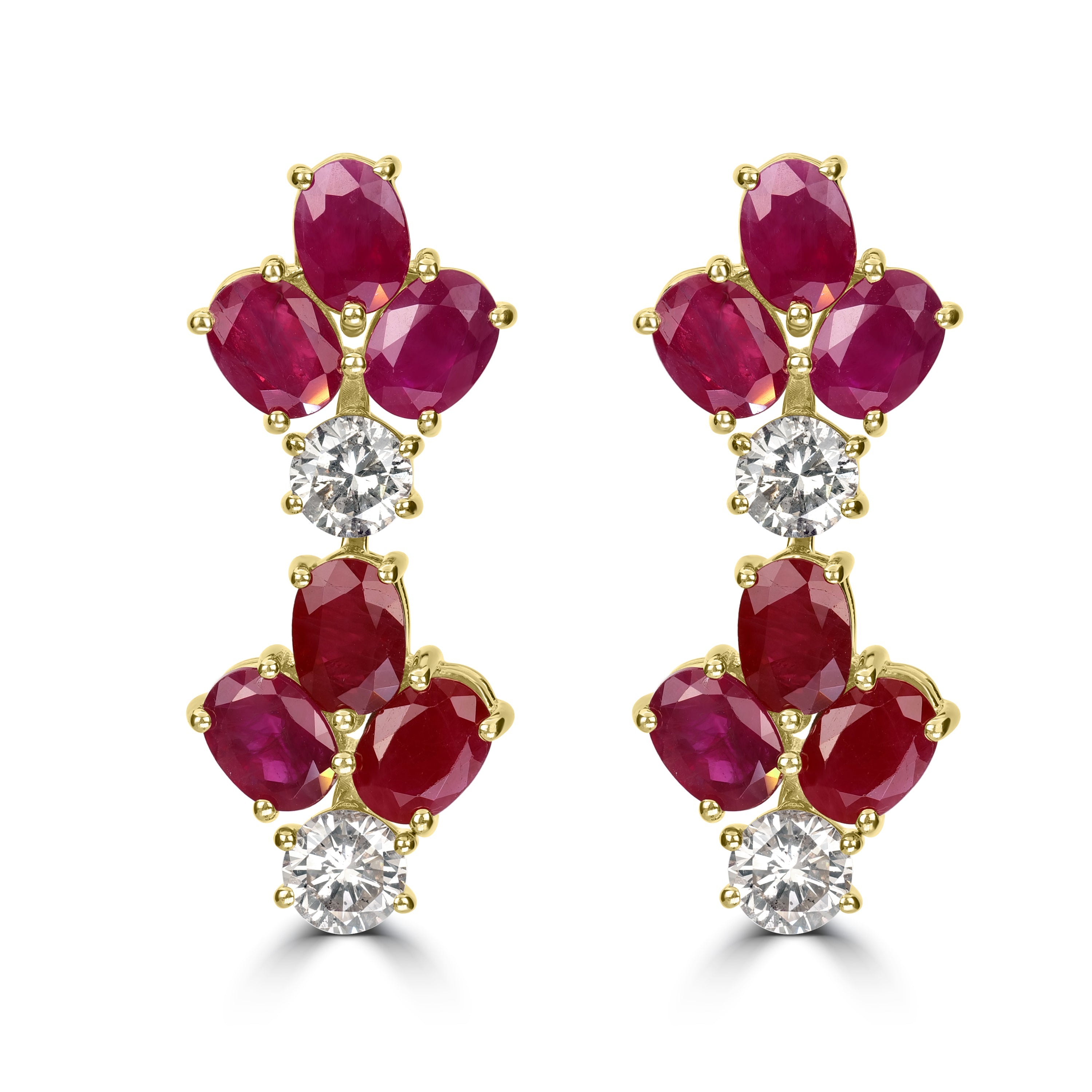13.66 ct Ruby & Diamond Earring in 18K Yellow Gold