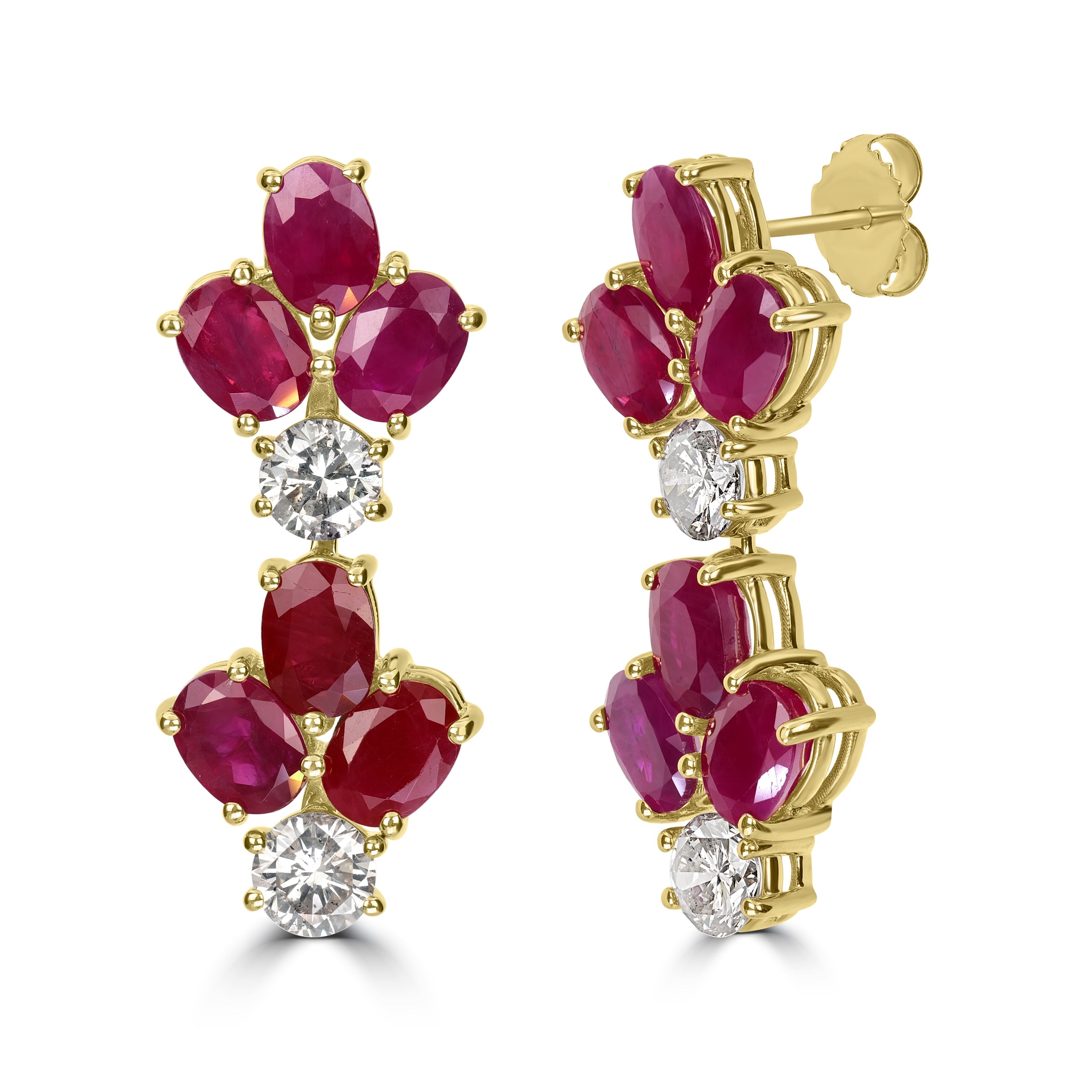 13.66 ct Ruby & Diamond Earring in 18K Yellow Gold