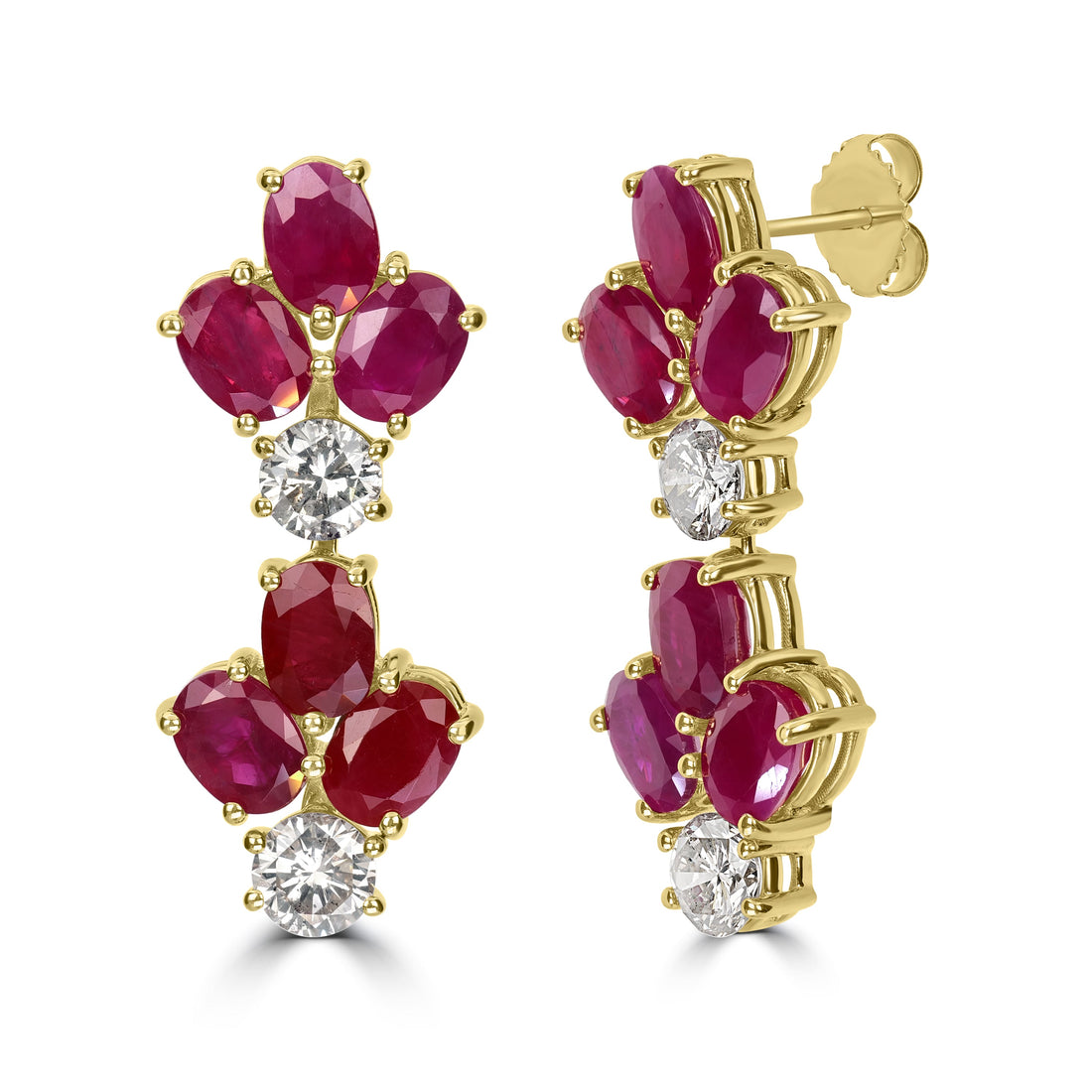 13.66 ct Ruby & Diamond Earring in 18K Yellow Gold