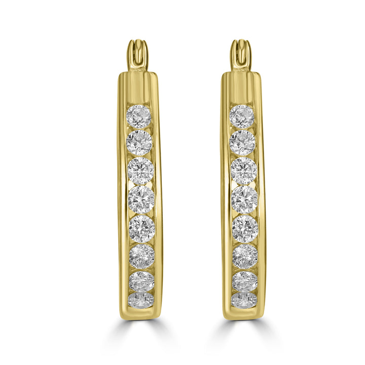 1.00 ct Diamond Hoop Earrings in 14K Yellow Gold