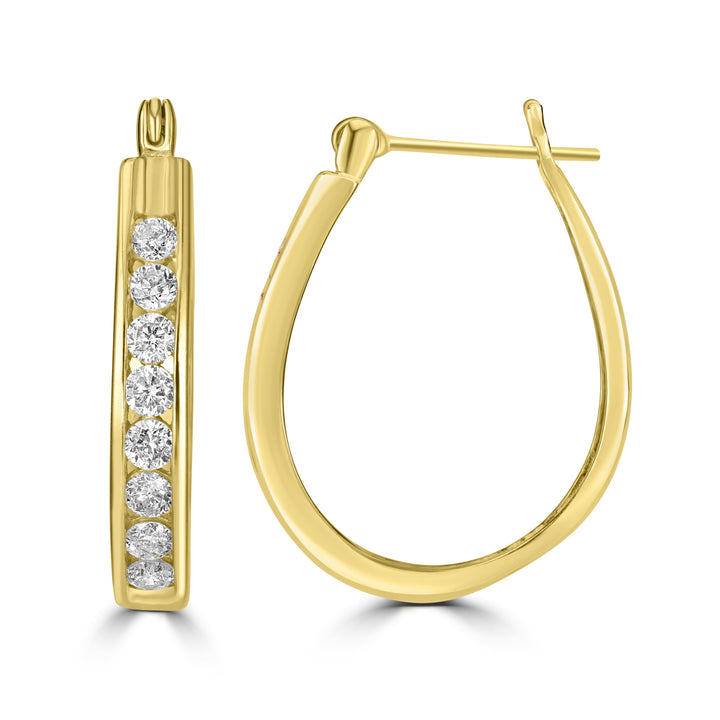 1.00 ct Diamond Hoop Earrings in 14K Yellow Gold