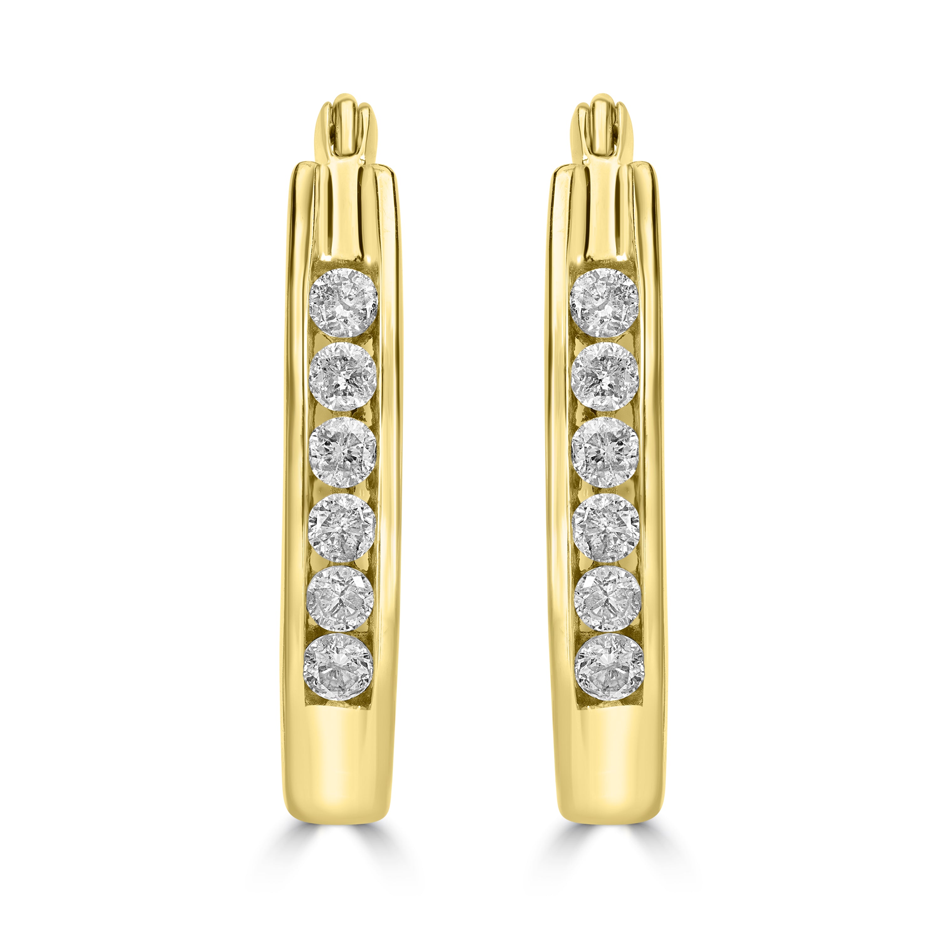 0.50 ct Diamond Hoop Earrings in 14K Yellow Gold