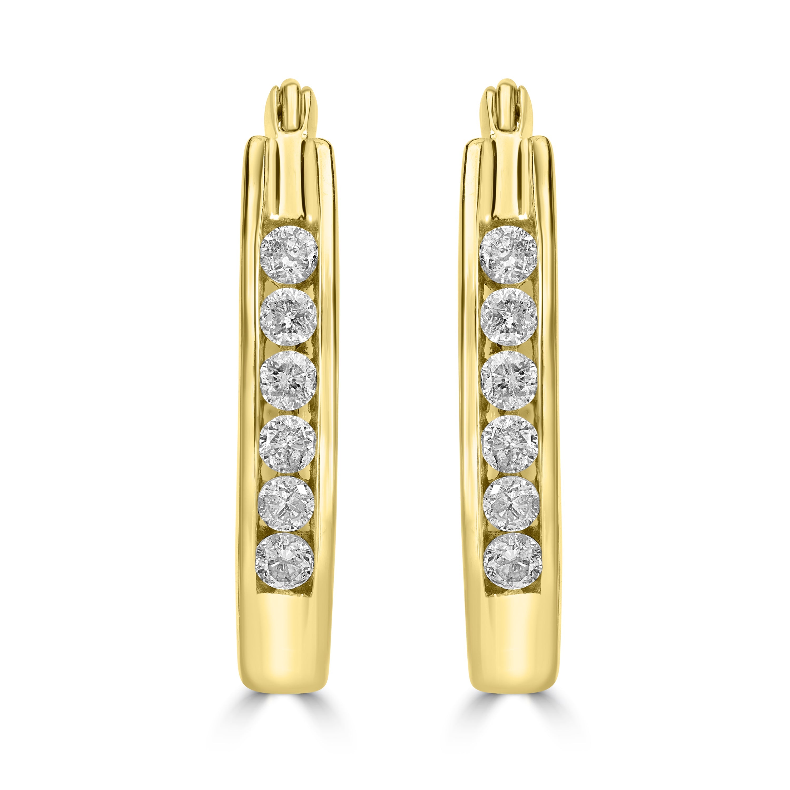 0.50 ct Diamond Hoop Earrings in 14K Yellow Gold