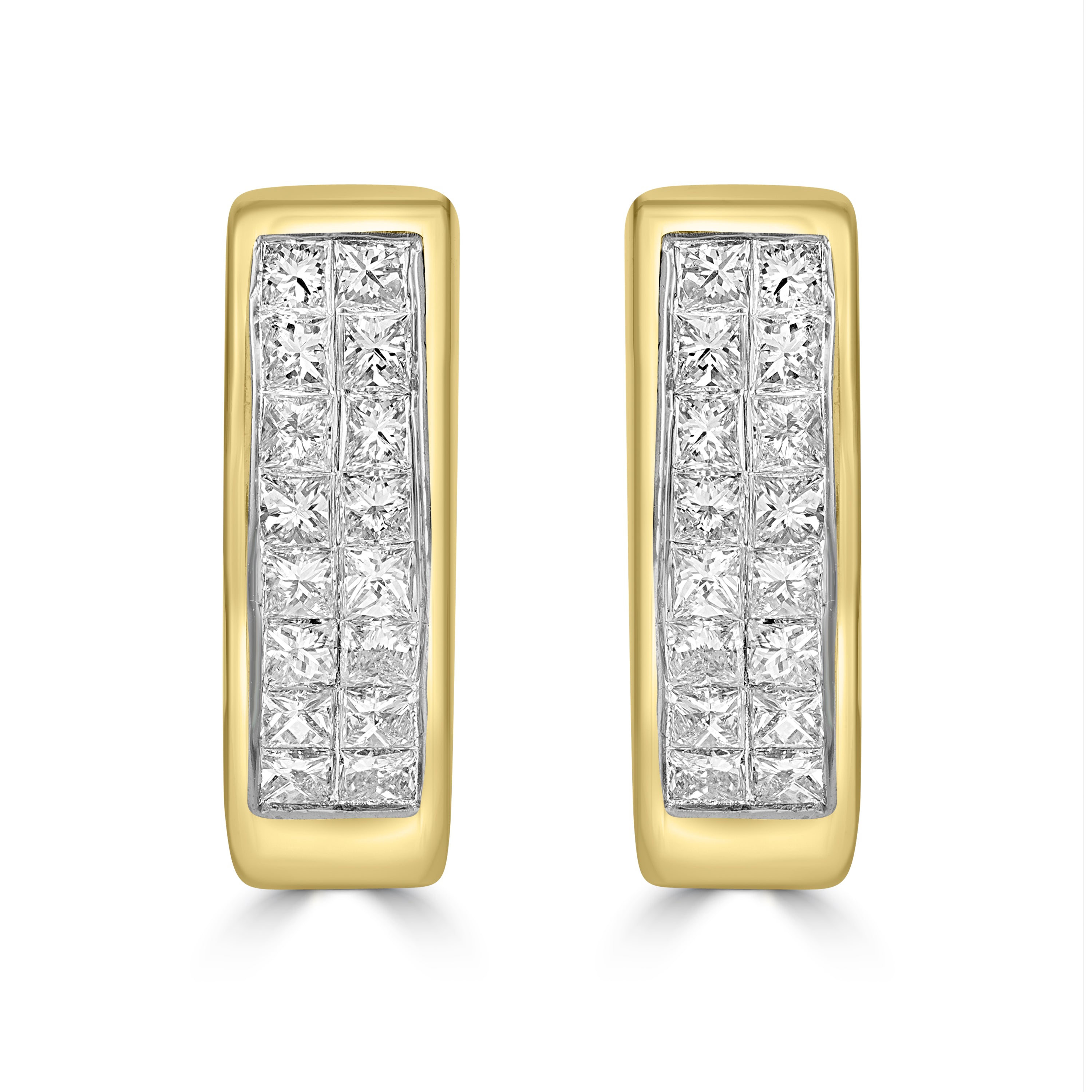 0.50 ct Invisible Set Diamond Hoop Earrings in 14K Yellow Gold