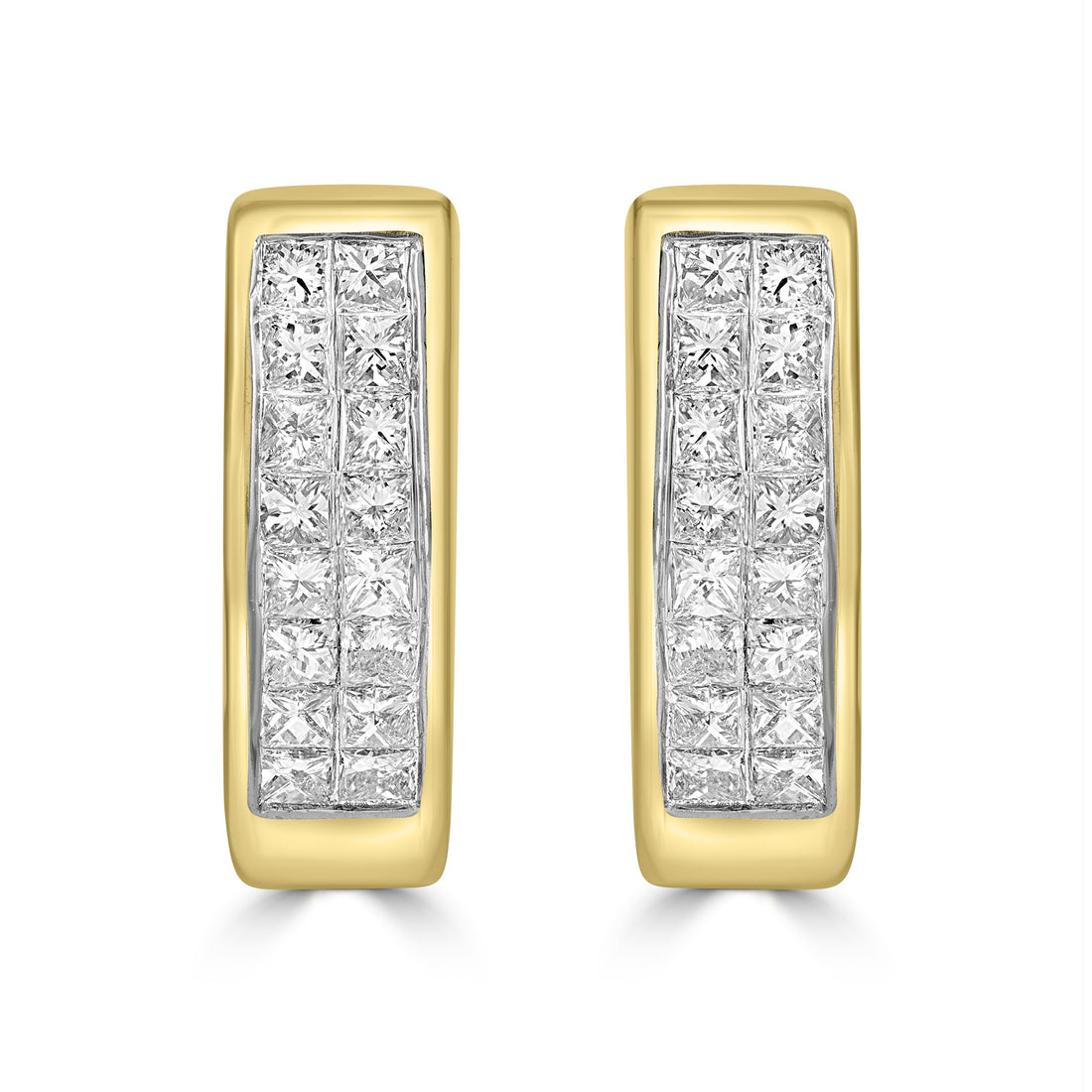 0.50 ct Invisible Set Diamond Hoop Earrings in 14K Yellow Gold