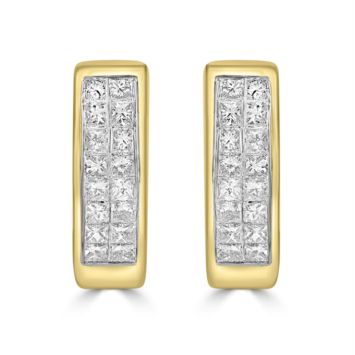 0.50 ct Invisible Set Diamond Hoop Earrings in 14K Yellow Gold