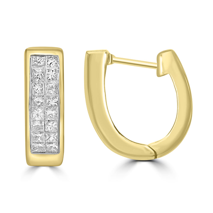 0.50 ct Invisible Set Diamond Hoop Earrings in 14K Yellow Gold