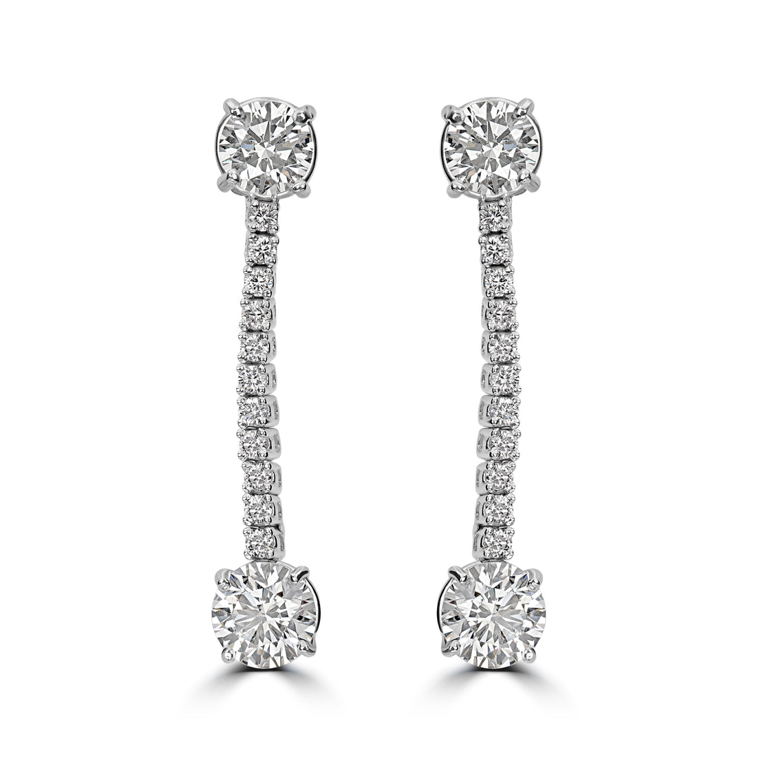 6.30 ct Dangle Solitaire Diamond Earrings in 18K White Gold