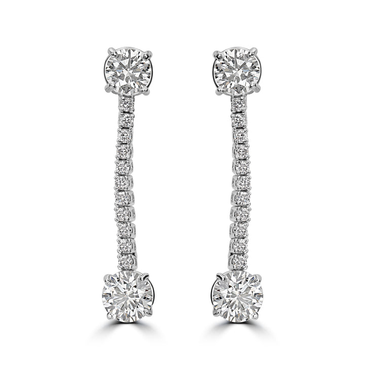6.30 ct Dangle Solitaire Diamond Earrings in 18K White Gold