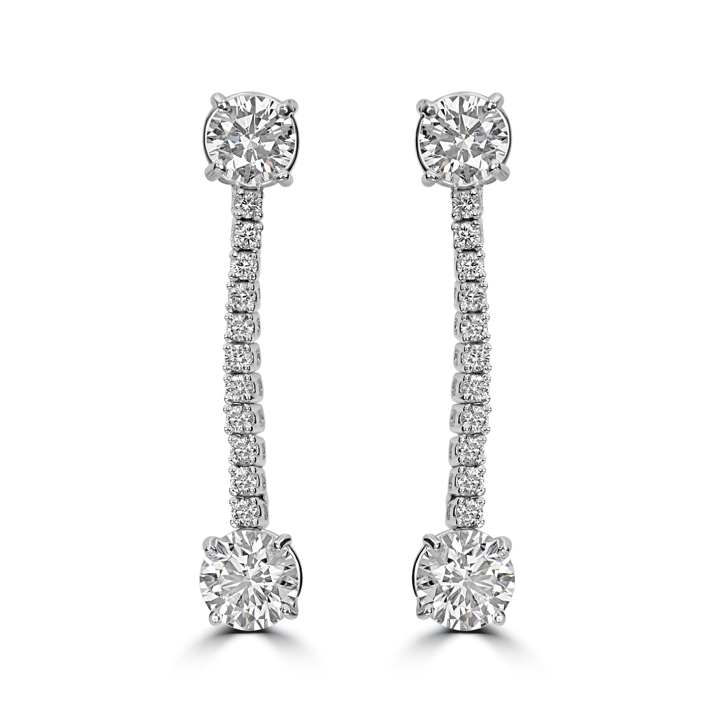 6.30 ct Dangle Solitaire Diamond Earrings in 18K White Gold - GIA Certified