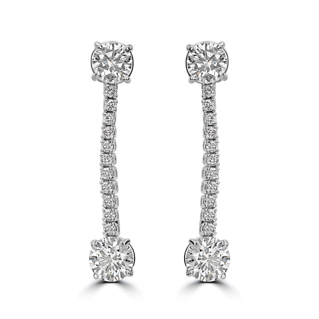 6.30 ct Dangle Solitaire Diamond Earrings in 18K White Gold - GIA Certified