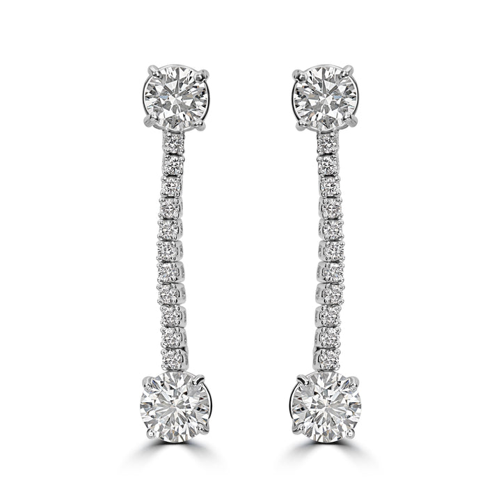 6.30 ct Dangle Solitaire Diamond Earrings in 18K White Gold - GIA Certified