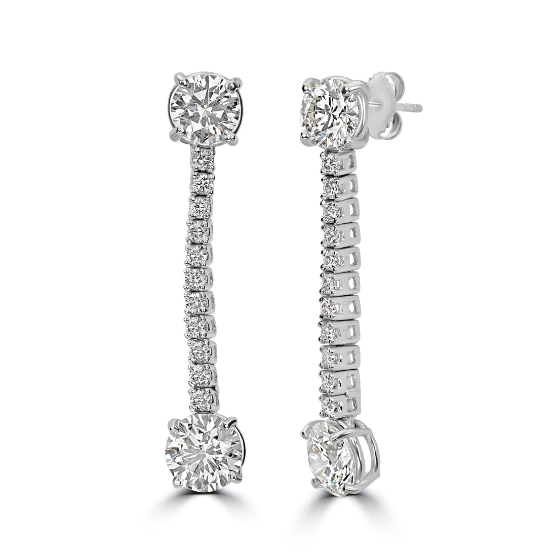 6.30 ct Dangle Solitaire Diamond Earrings in 18K White Gold