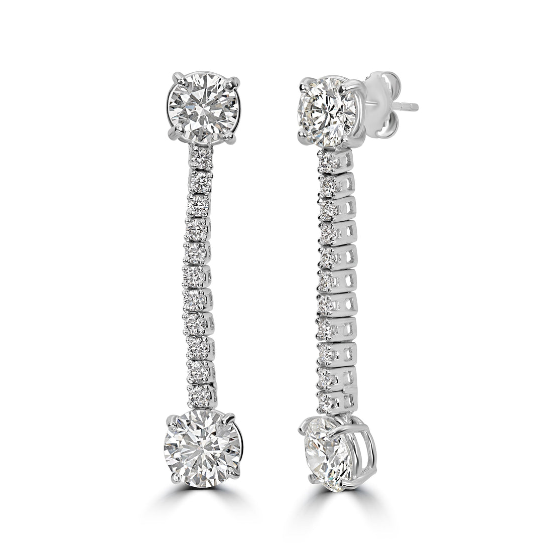 6.30 ct Dangle Solitaire Diamond Earrings in 18K White Gold - GIA Certified