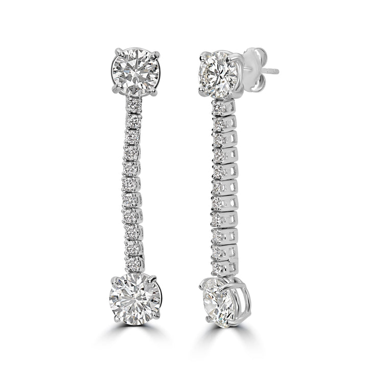 6.30 ct Dangle Solitaire Diamond Earrings in 18K White Gold - GIA Certified