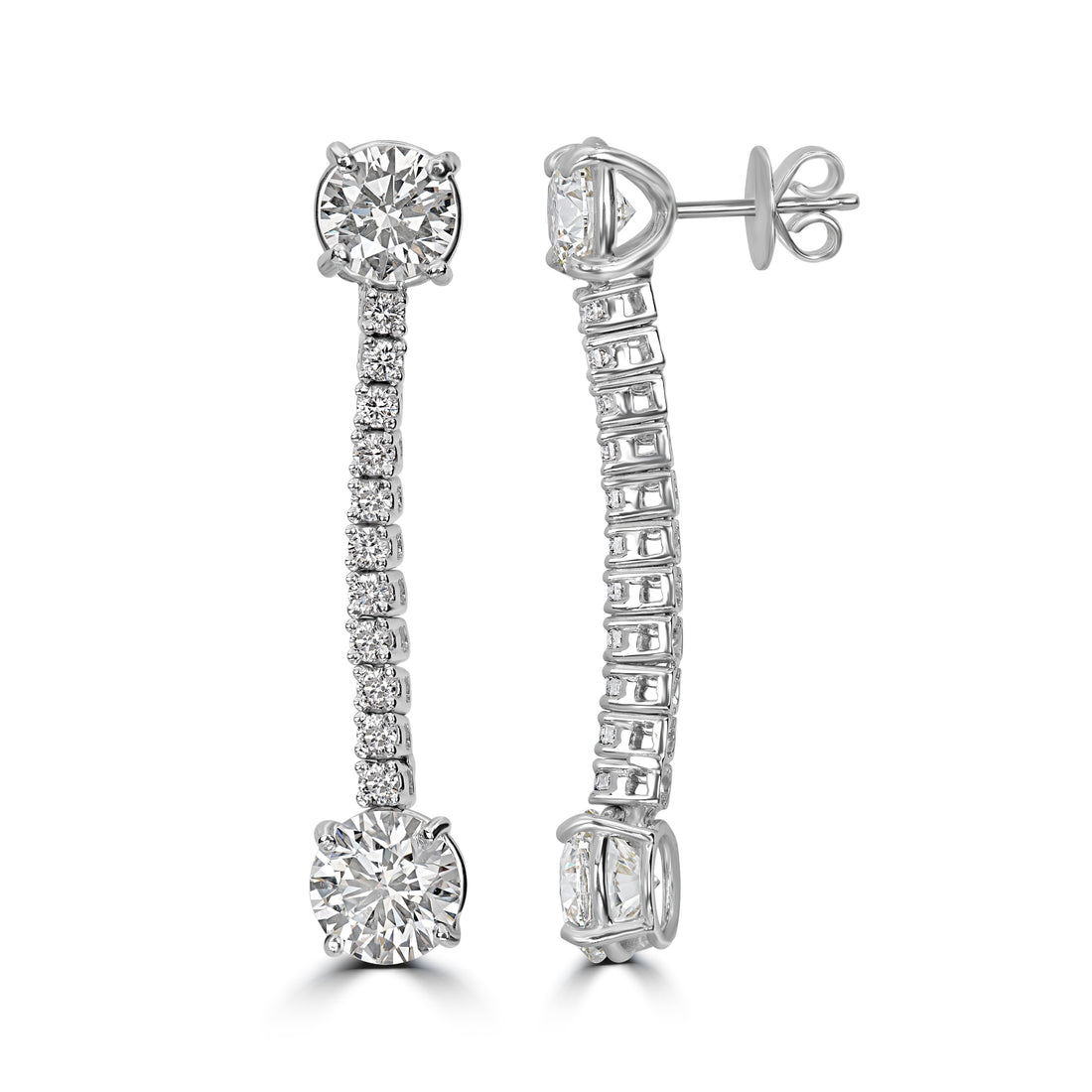6.30 ct Dangle Solitaire Diamond Earrings in 18K White Gold