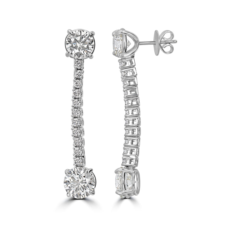 6.30 ct Dangle Solitaire Diamond Earrings in 18K White Gold