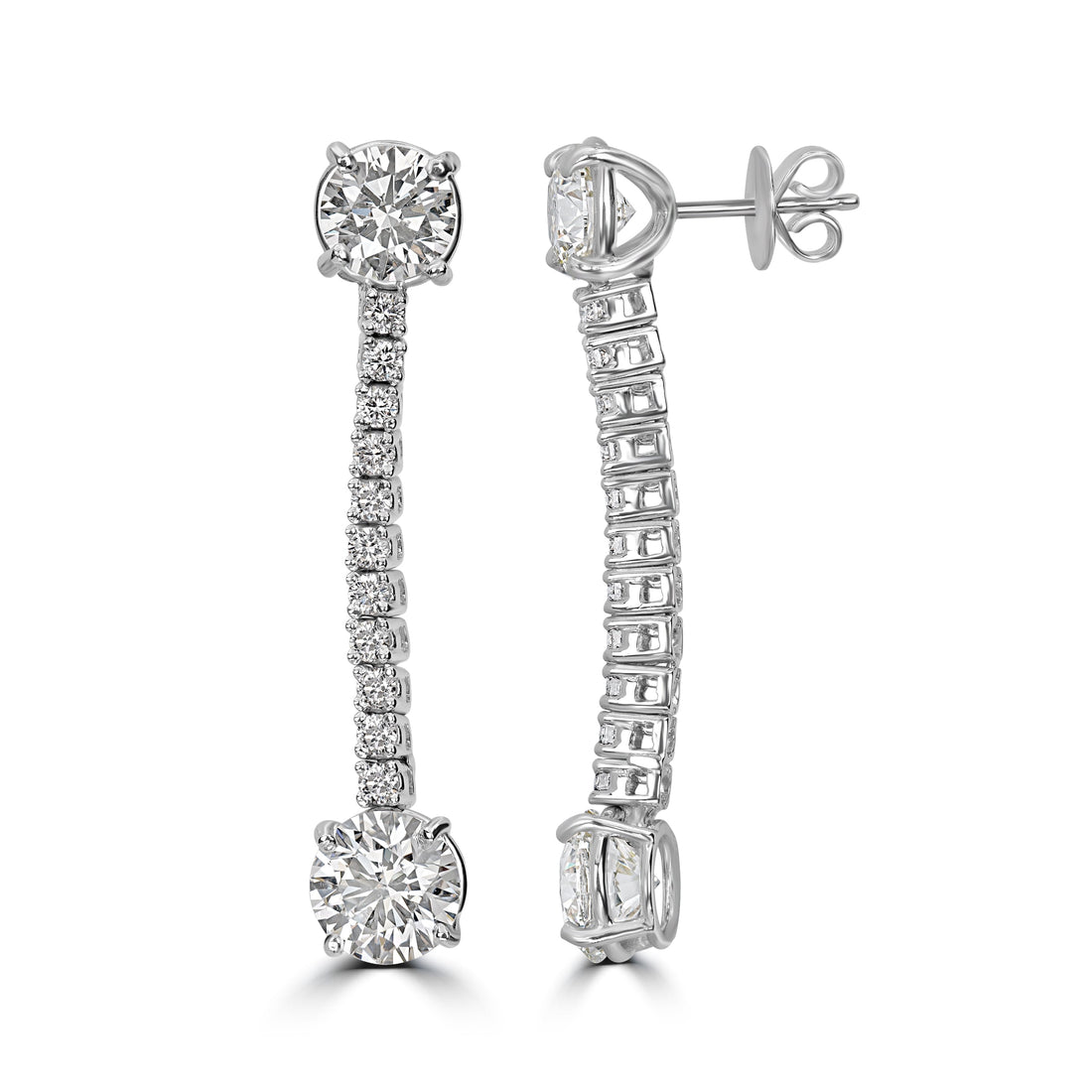 6.30 ct Dangle Solitaire Diamond Earrings in 18K White Gold - GIA Certified