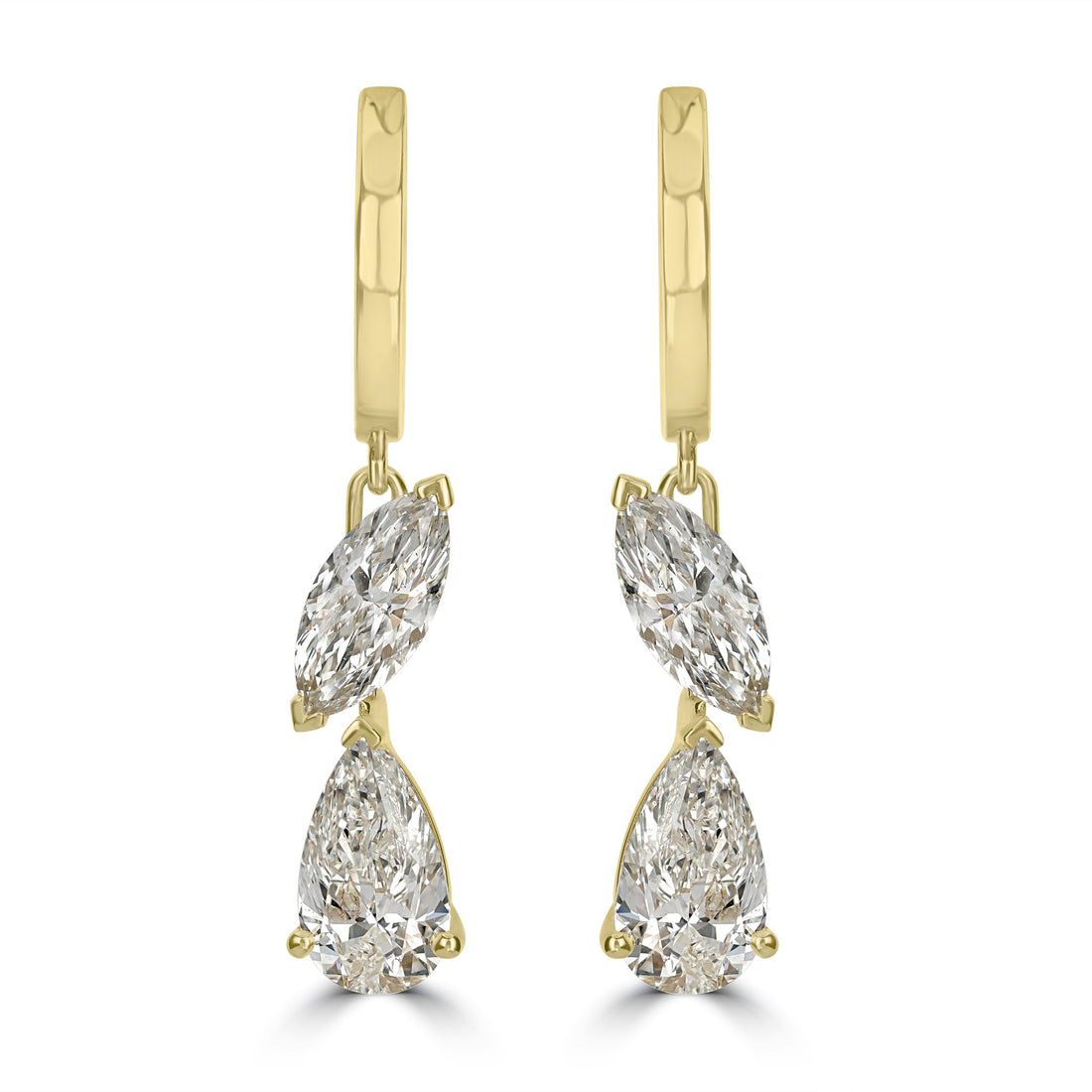 5.16 ctw Diamond Earrings in 18K Yellow Gold - GIA Certified