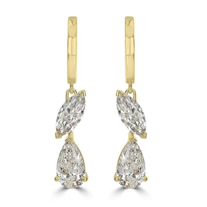 5.16 ctw Diamond Earrings in 18K Yellow Gold - GIA Certified