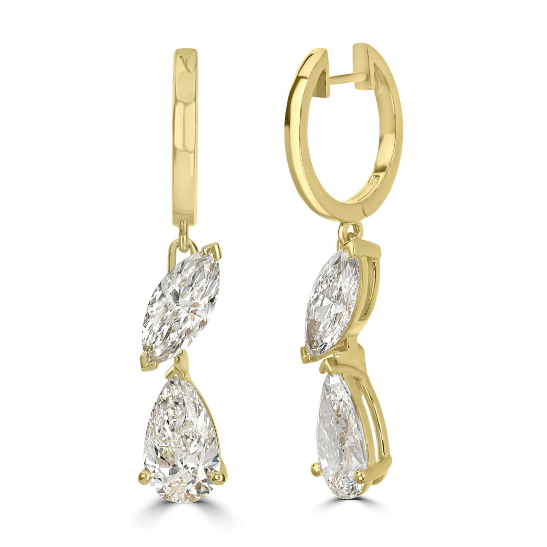 5.16 ctw Diamond Earrings in 18K Yellow Gold - GIA Certified