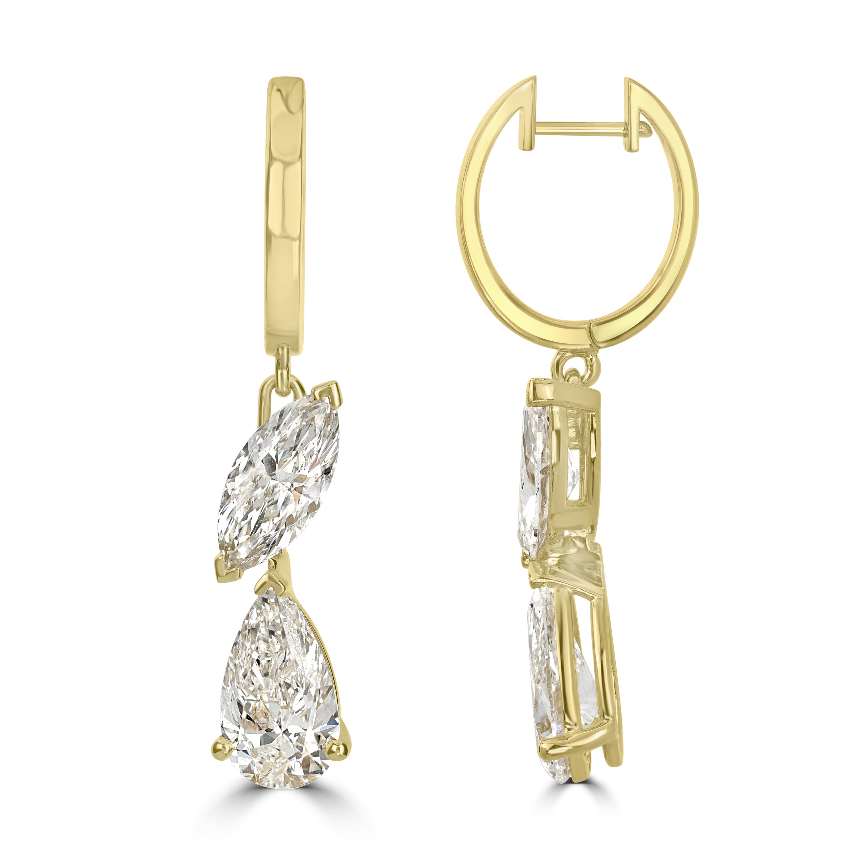 5.16 ctw Diamond Earrings in 18K Yellow Gold - GIA Certified
