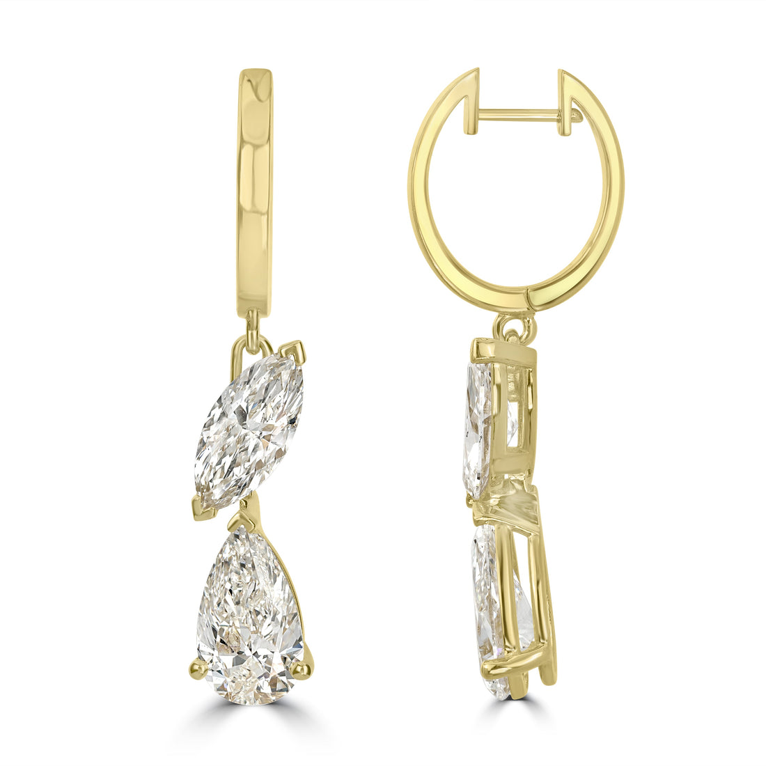 5.16 ctw Diamond Earrings in 18K Yellow Gold - GIA Certified