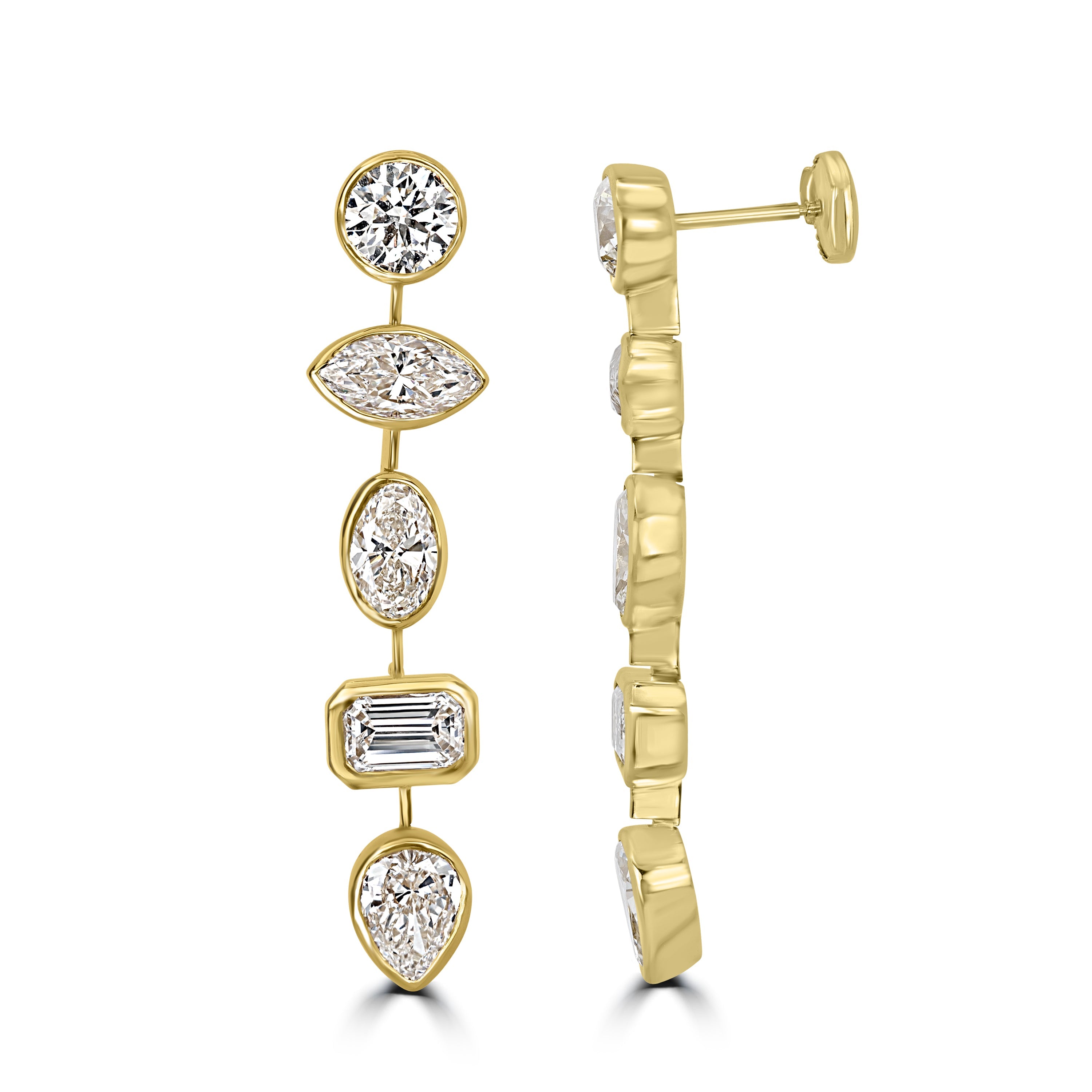 7.44 ctw Diamond Earrings in 18K Yellow Gold - GIA Certified
