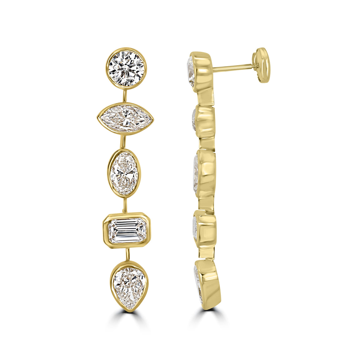 7.44 ctw Diamond Earrings in 18K Yellow Gold - GIA Certified