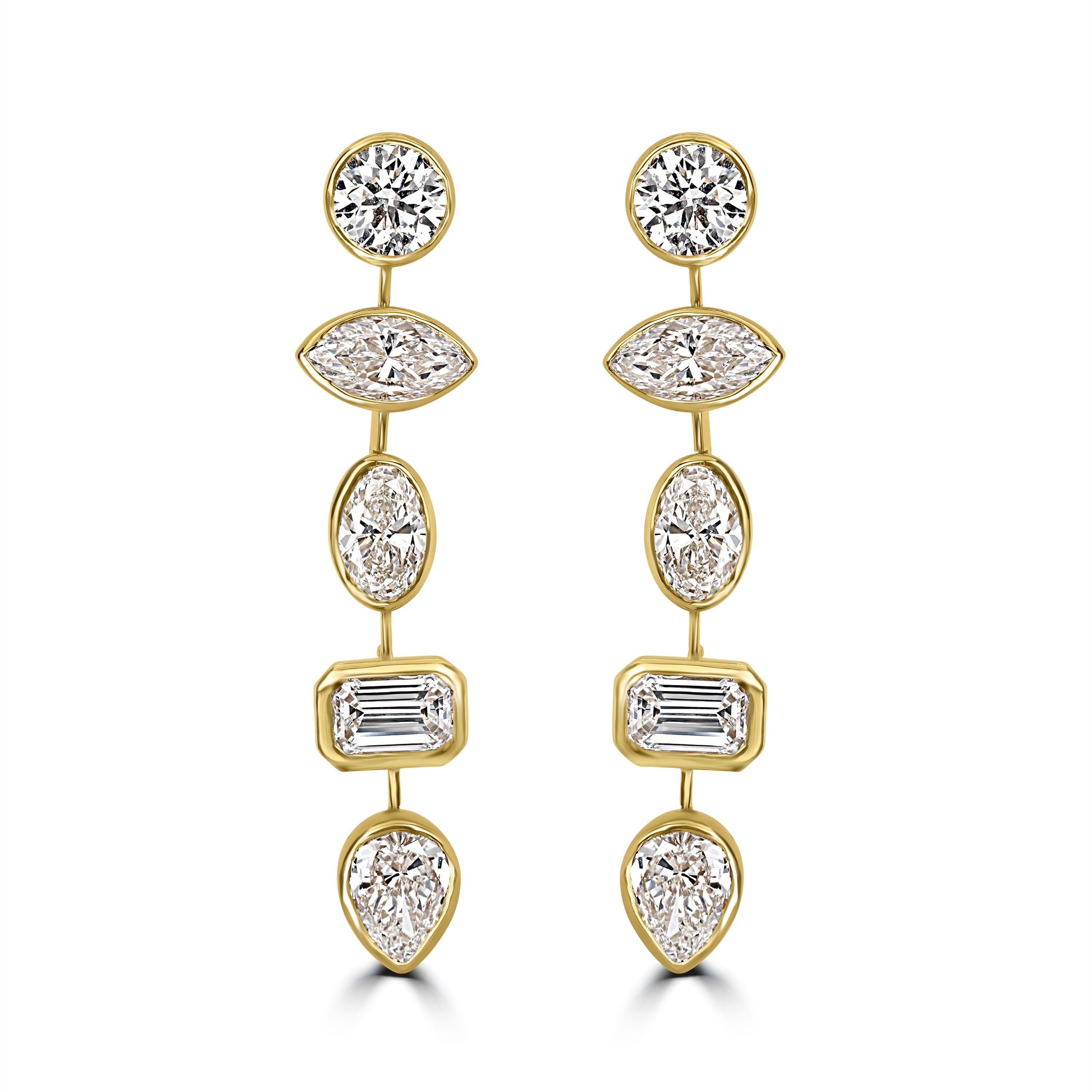 7.44 ctw Diamond Earrings in 18K Yellow Gold - GIA Certified