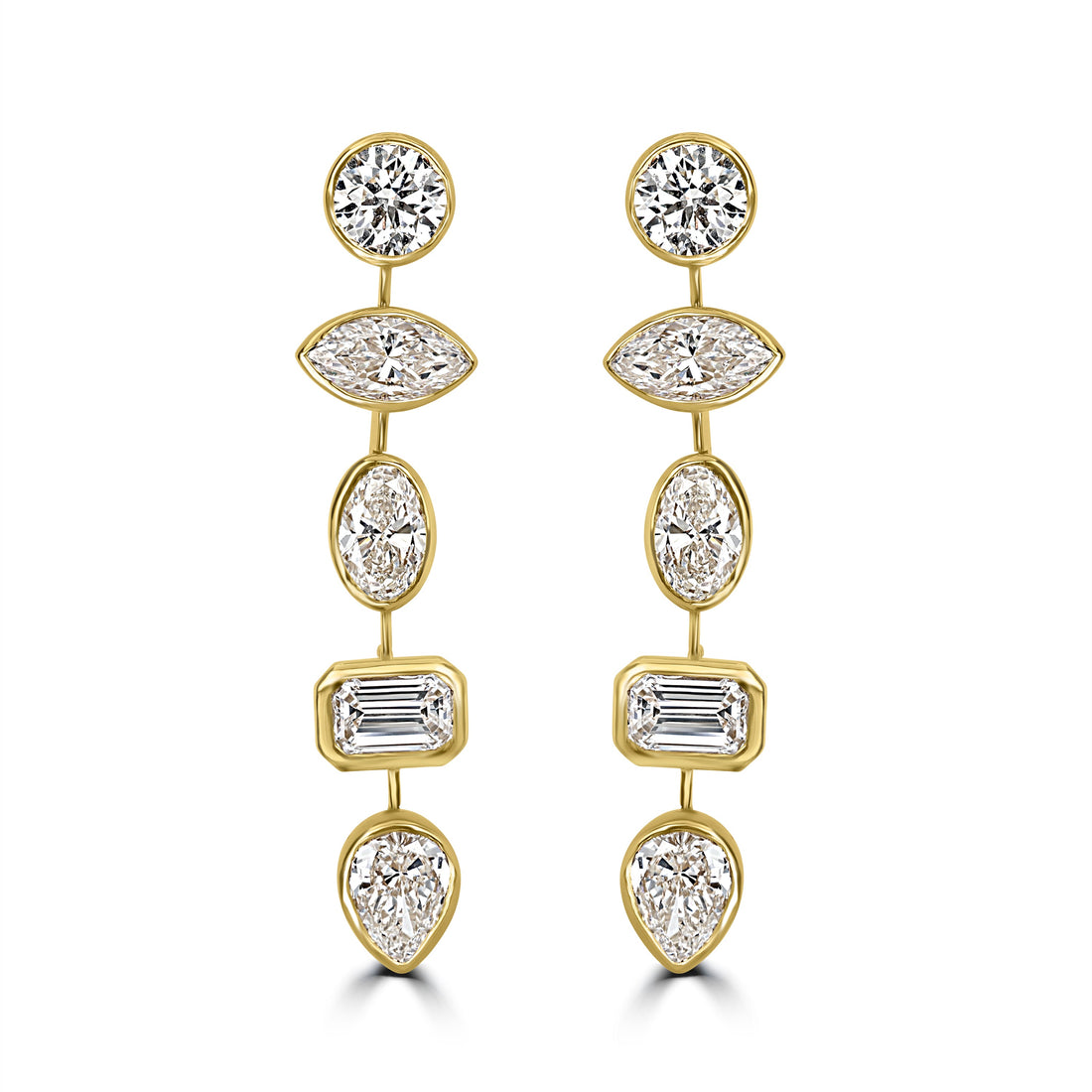 7.44 ctw Diamond Earrings in 18K Yellow Gold - GIA Certified