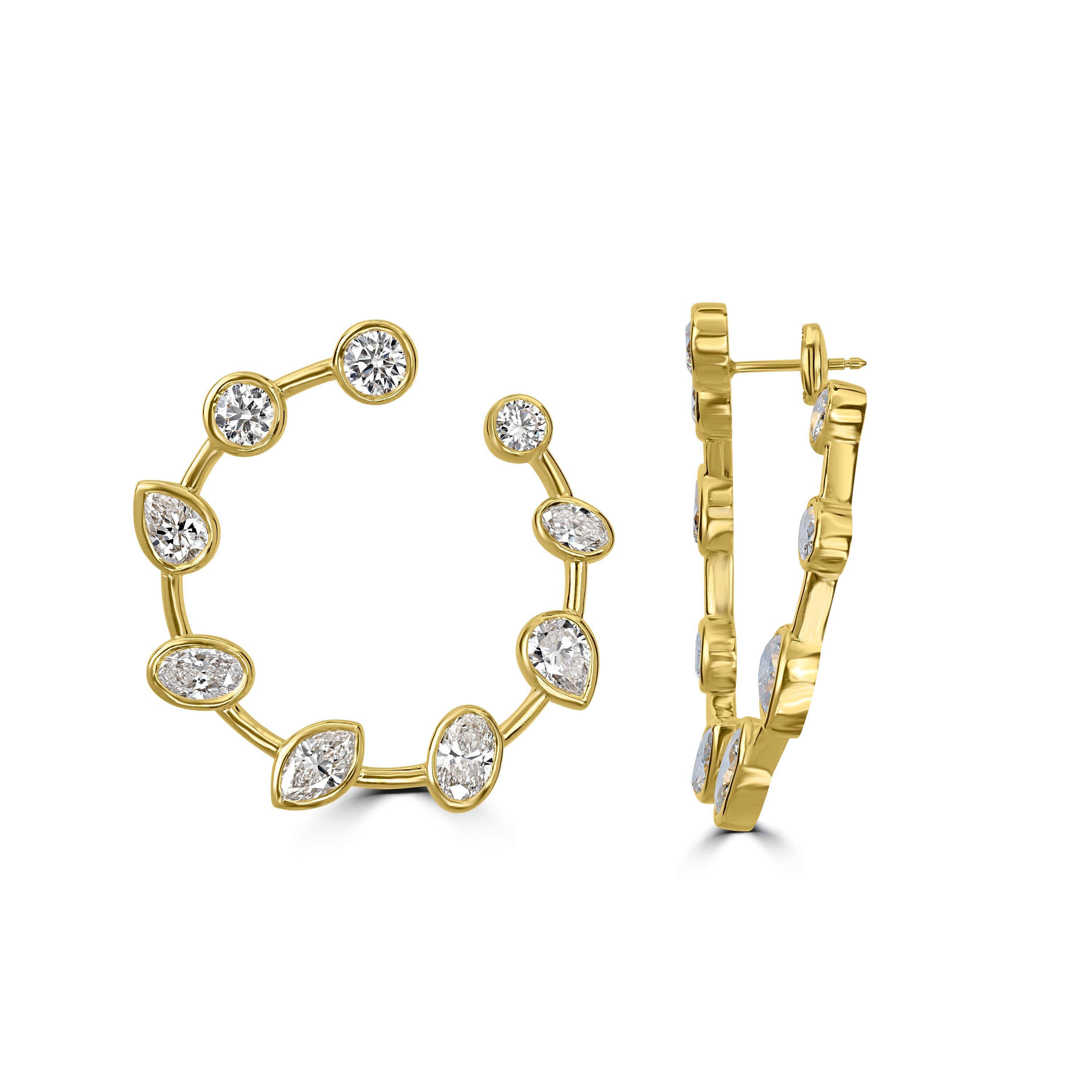 9.08 ctw Diamond Earrings in 18K Yellow Gold - GIA Certified