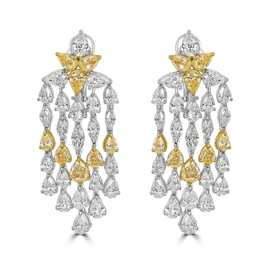 26.36 ct Diamond Earring in Platinum & 18K Two Tone White & Yellow Gold
