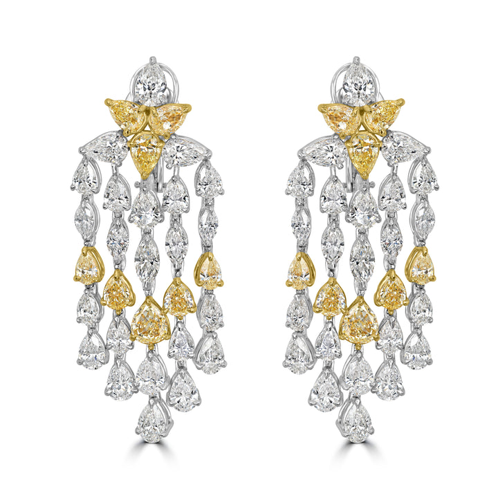 26.36 ct Diamond Earring in Platinum & 18K Two Tone White & Yellow Gold