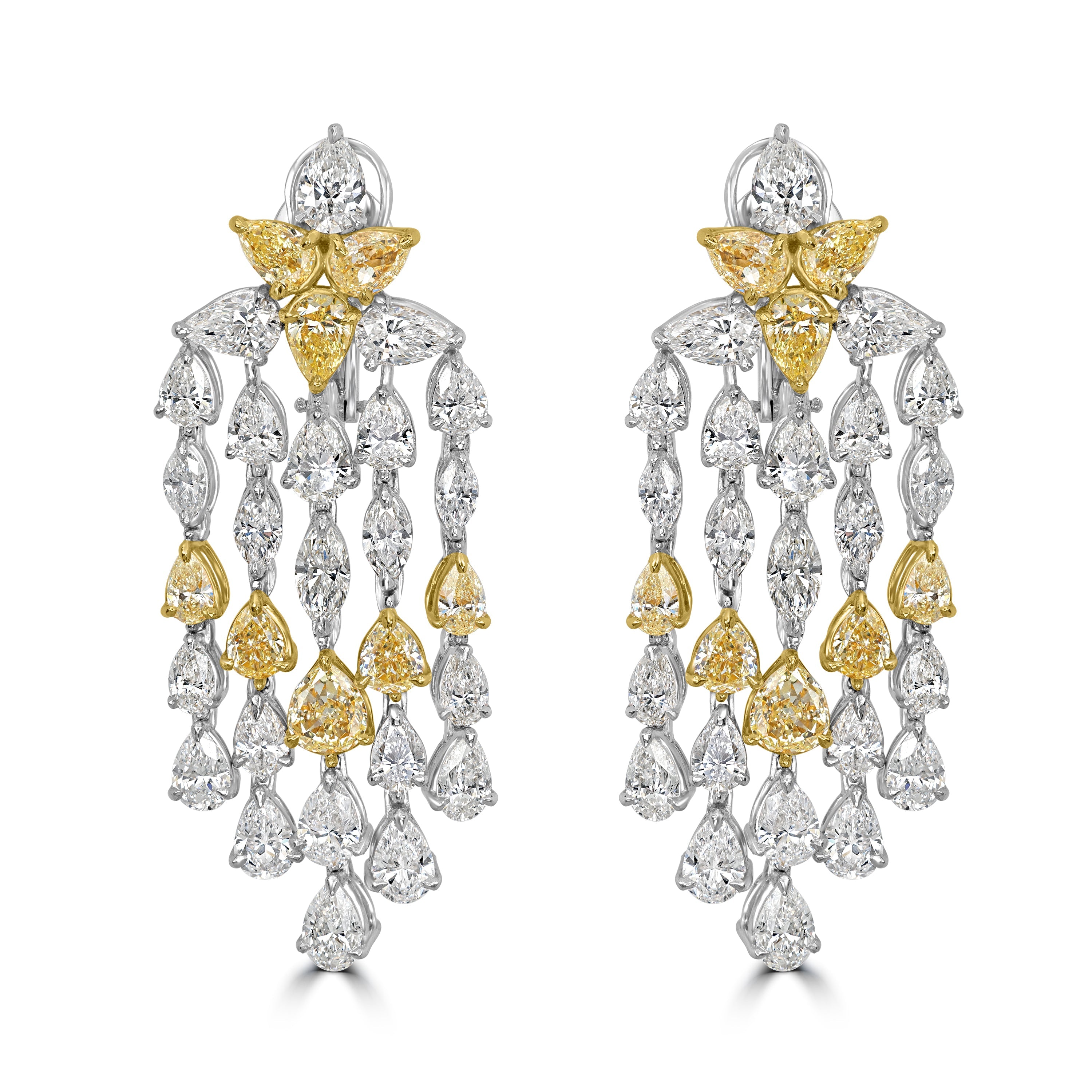 26.36 ct Diamond Earrings in Platinum & 18K Two Tone White & Yellow Gold