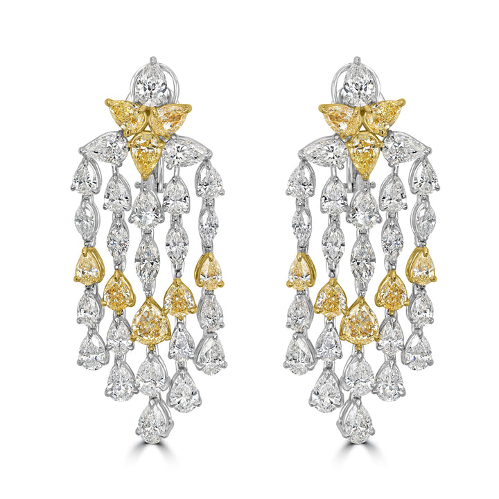 26.36 ct Diamond Earrings in Platinum & 18K Two Tone White & Yellow Gold