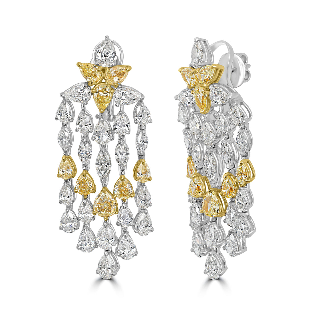 26.36 ct Diamond Earrings in Platinum & 18K Two Tone White & Yellow Gold