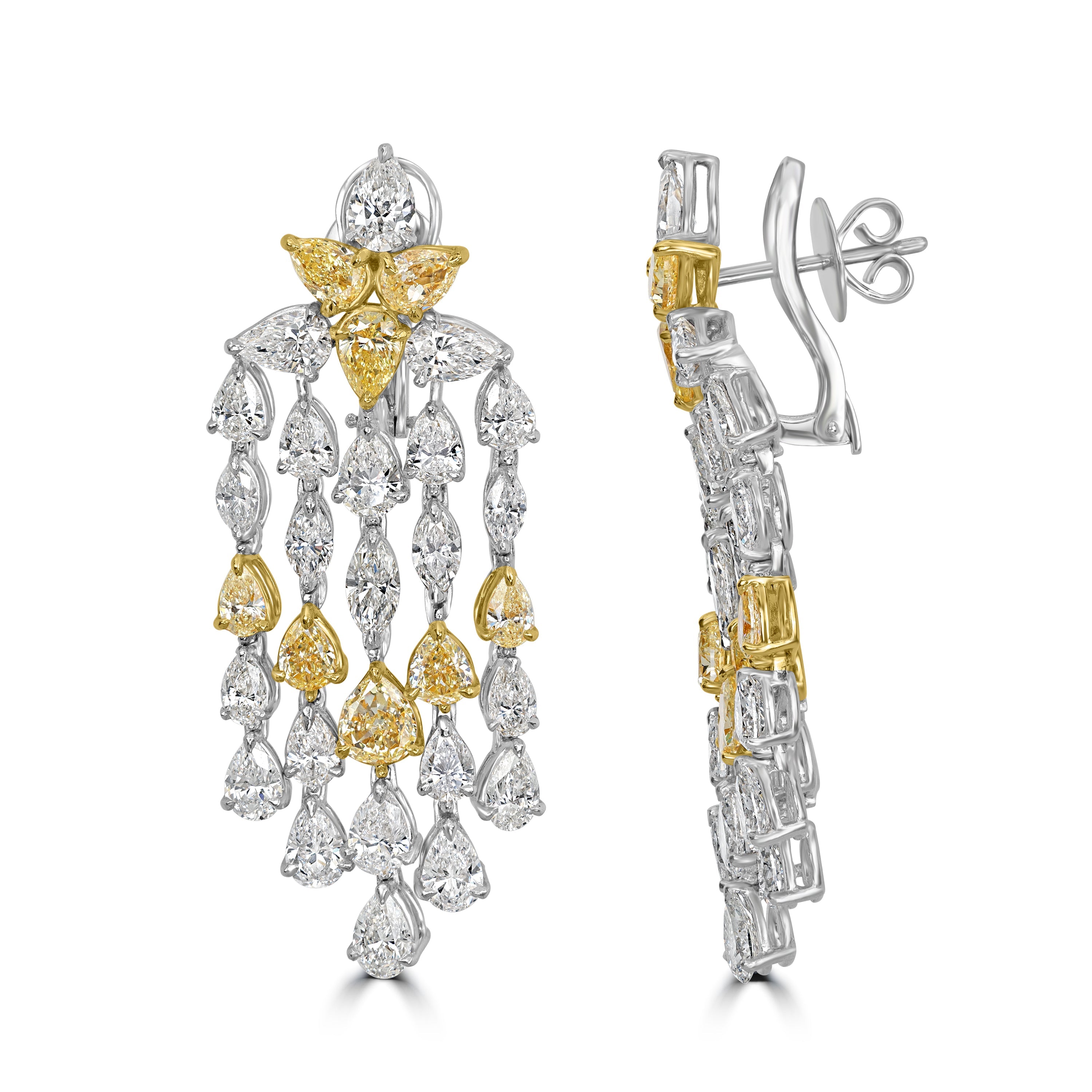 26.36 ct Diamond Earrings in Platinum & 18K Two Tone White & Yellow Gold