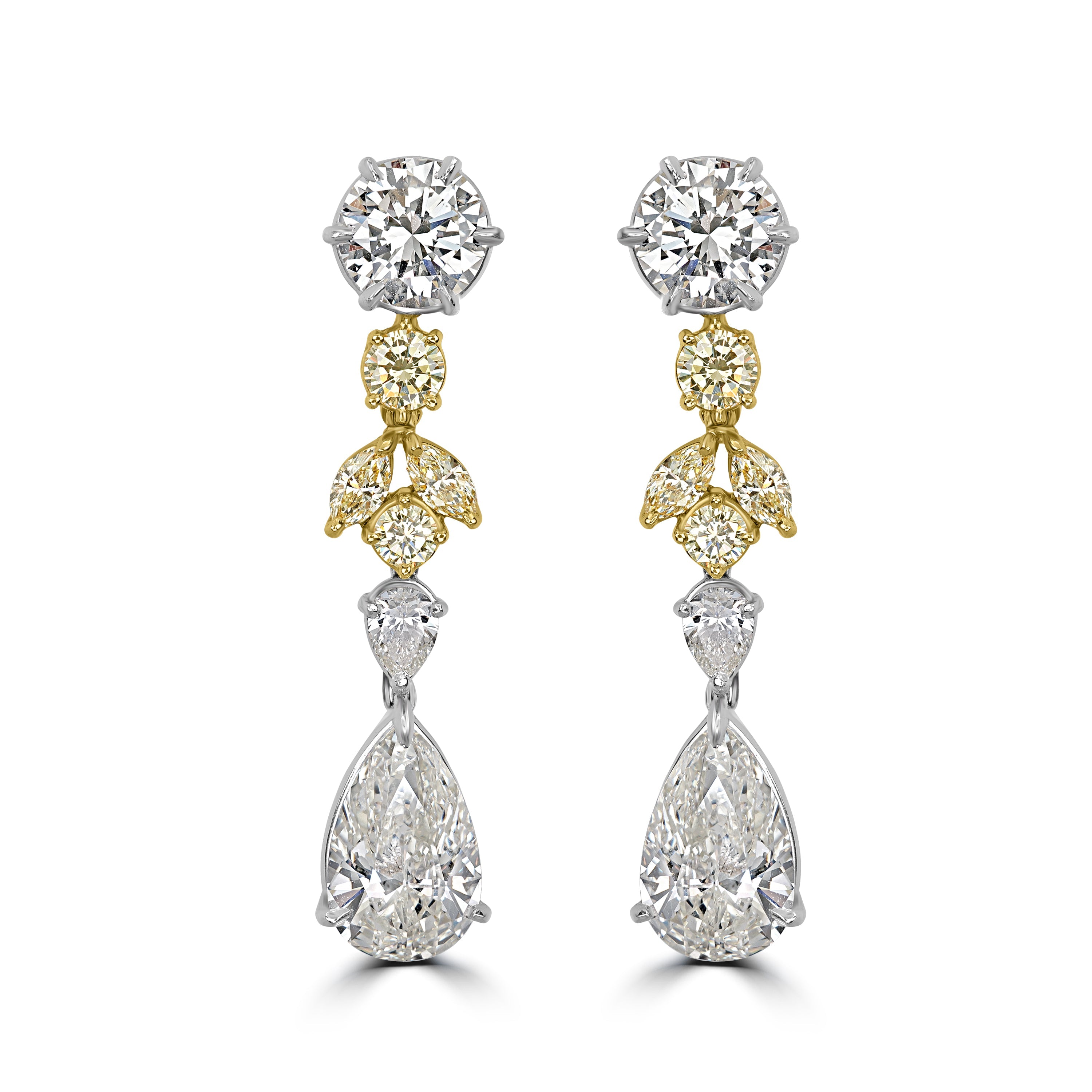 18.04 ctw Diamond Earrings in Two-Tone Platinum & 18K Yellow Gold