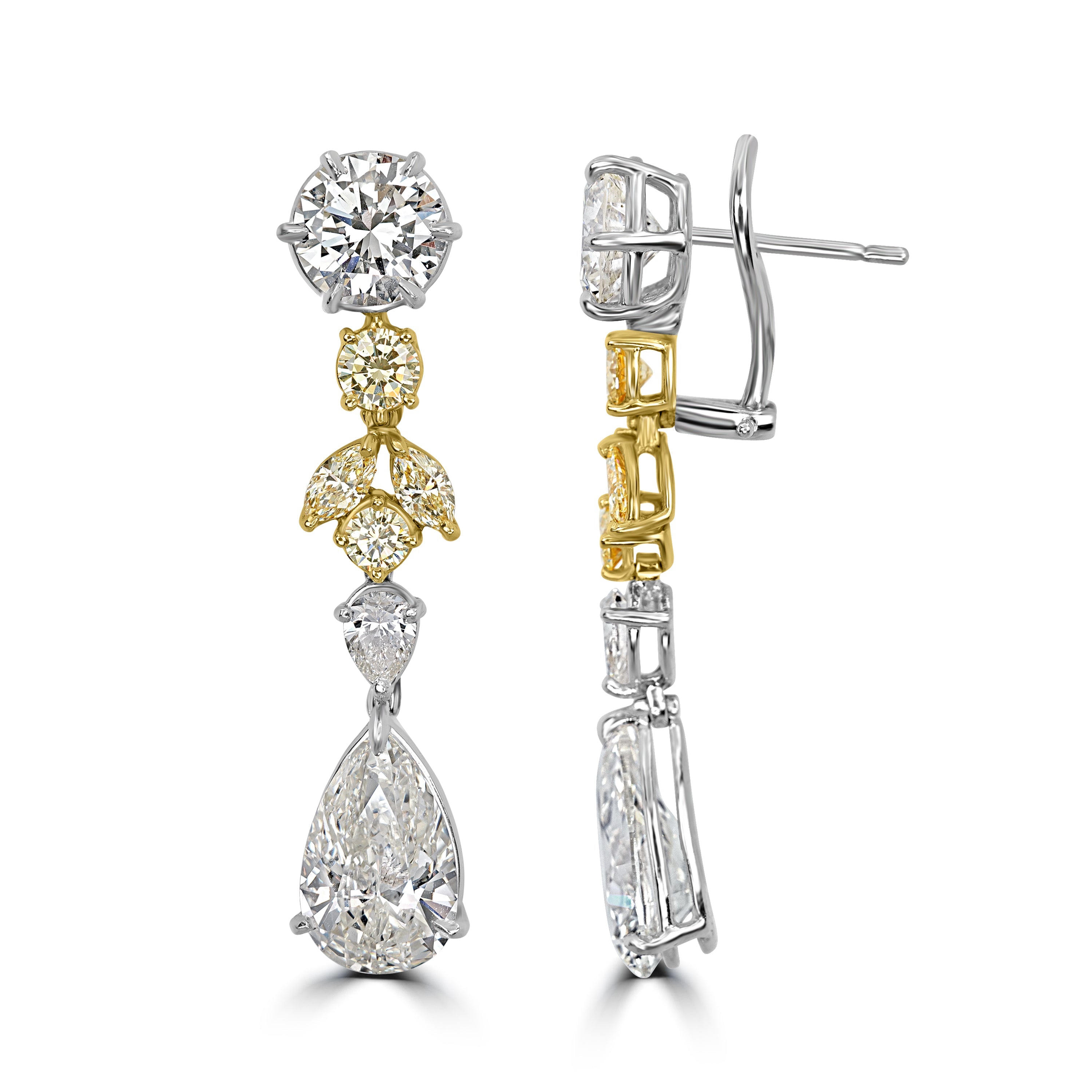 18.04 ctw Diamond Earrings in Two-Tone Platinum & 18K Yellow Gold
