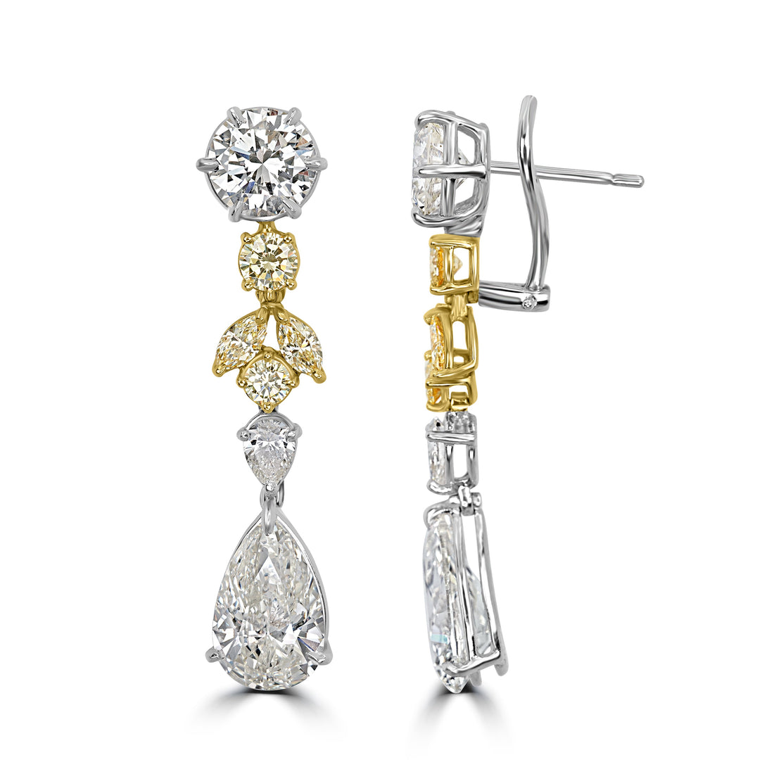 18.04 ctw Diamond Earrings in Two-Tone Platinum & 18K Yellow Gold
